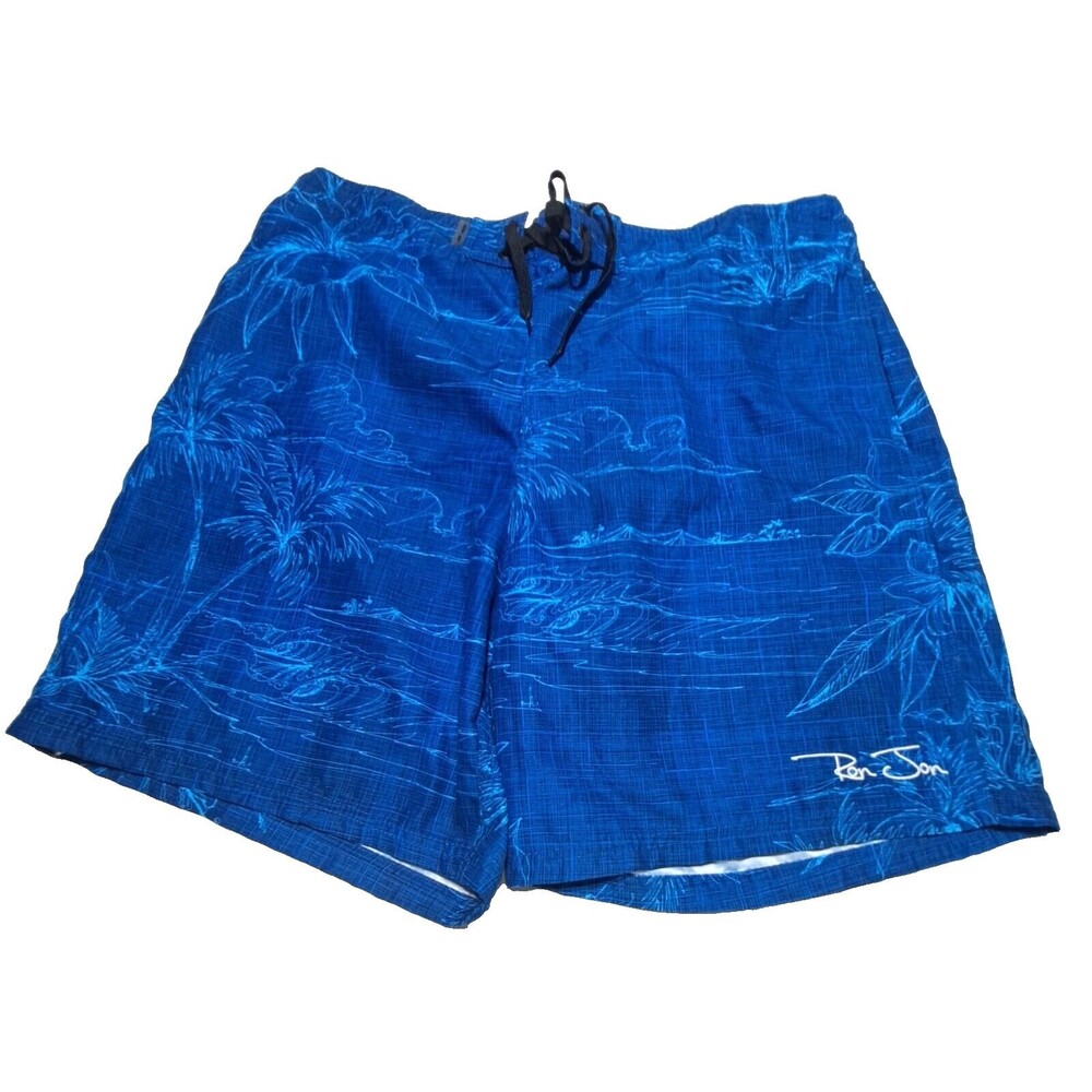 Ron Jon Surf Shop Boardshorts Mens XL Blue Drawstring Tropical Swim Trunks